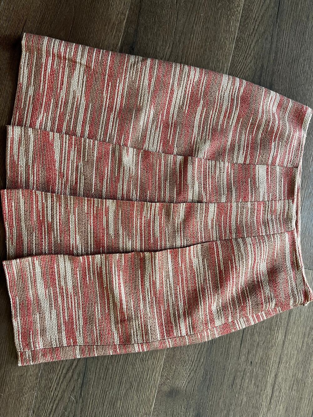 Bandolino Petite 4P Textured Woven A-Line Skirt Red Taupe Cream Y2K